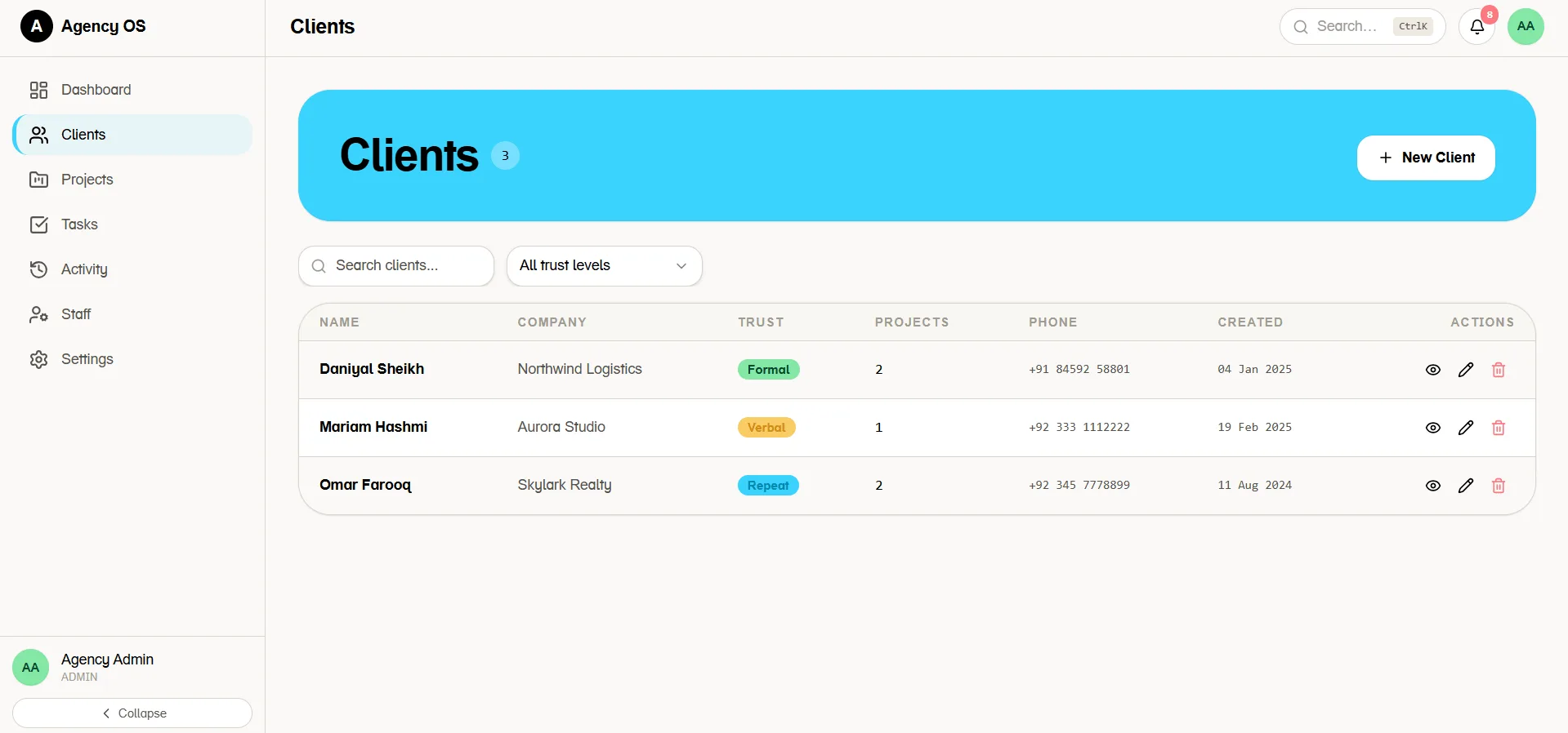 Agency Management | Design
